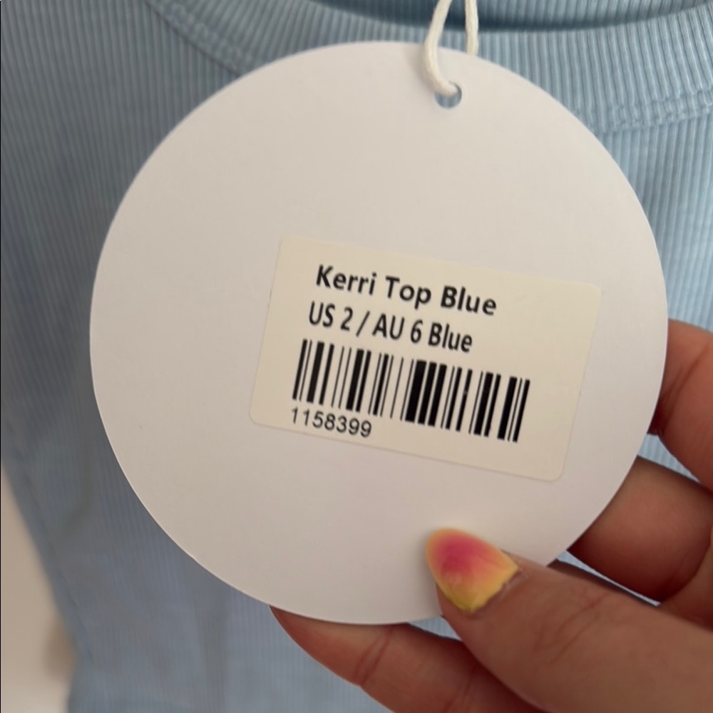 Princess Polly Light Blue NWT Crop Top Ribbed “Kerri Top”, Size 2 - Picture 2 of 6